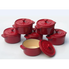 Żeliwny okrągły garnek, kolor czerwony