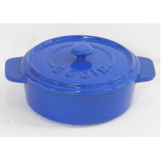 Garnek żeliwny okrągły 14 cm niebieski