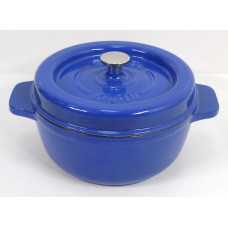 Garnek żeliwny okrągły 23 cm niebieski