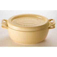 Garnek żeliwny owalny 34 cm piaskowy - pokrywa z uszami