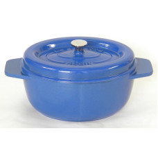 Garnek żeliwny owalny 28 cm niebieski