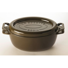 Garnek żeliwny owalny 34 cm brązowy - pokrywa z uszami Garnek żeliwny owalny 34 cm brązowy - pokrywa z uszami