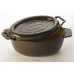 Garnek żeliwny owalny 34 cm brązowy - pokrywa z uszami Garnek żeliwny owalny 34 cm brązowy - pokrywa z uszami
