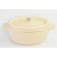 Garnek żeliwny owalny 34 cm piaskowy