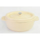Garnek żeliwny owalny 34 cm piaskowy