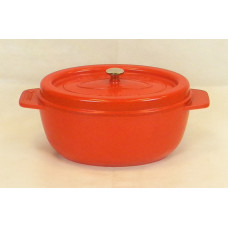 Garnek żeliwny owalny 34 cm pomarańczowy