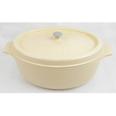 Garnek żeliwny owalny 40 cm piaskowy