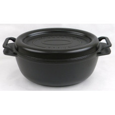 Garnek żeliwny owalny 34 cm czarny - pokrywa z uszami Garnek żeliwny owalny 34 cm czarny - pokrywa z uszami